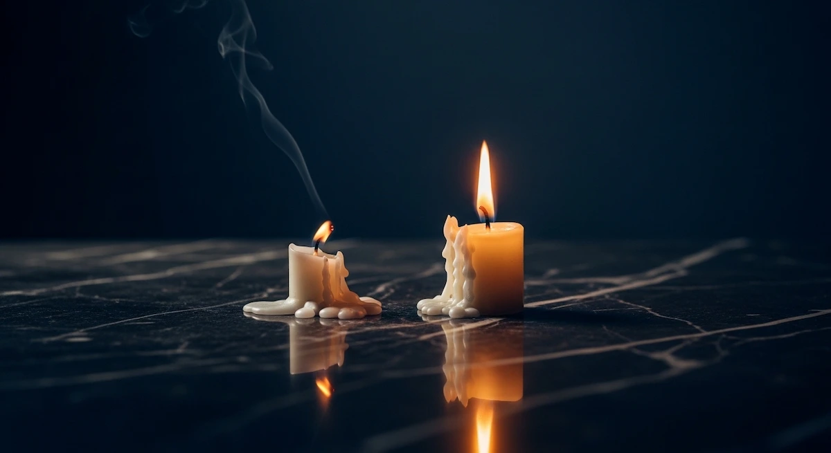 Bougie qui se consume, métaphore du burnout HPI